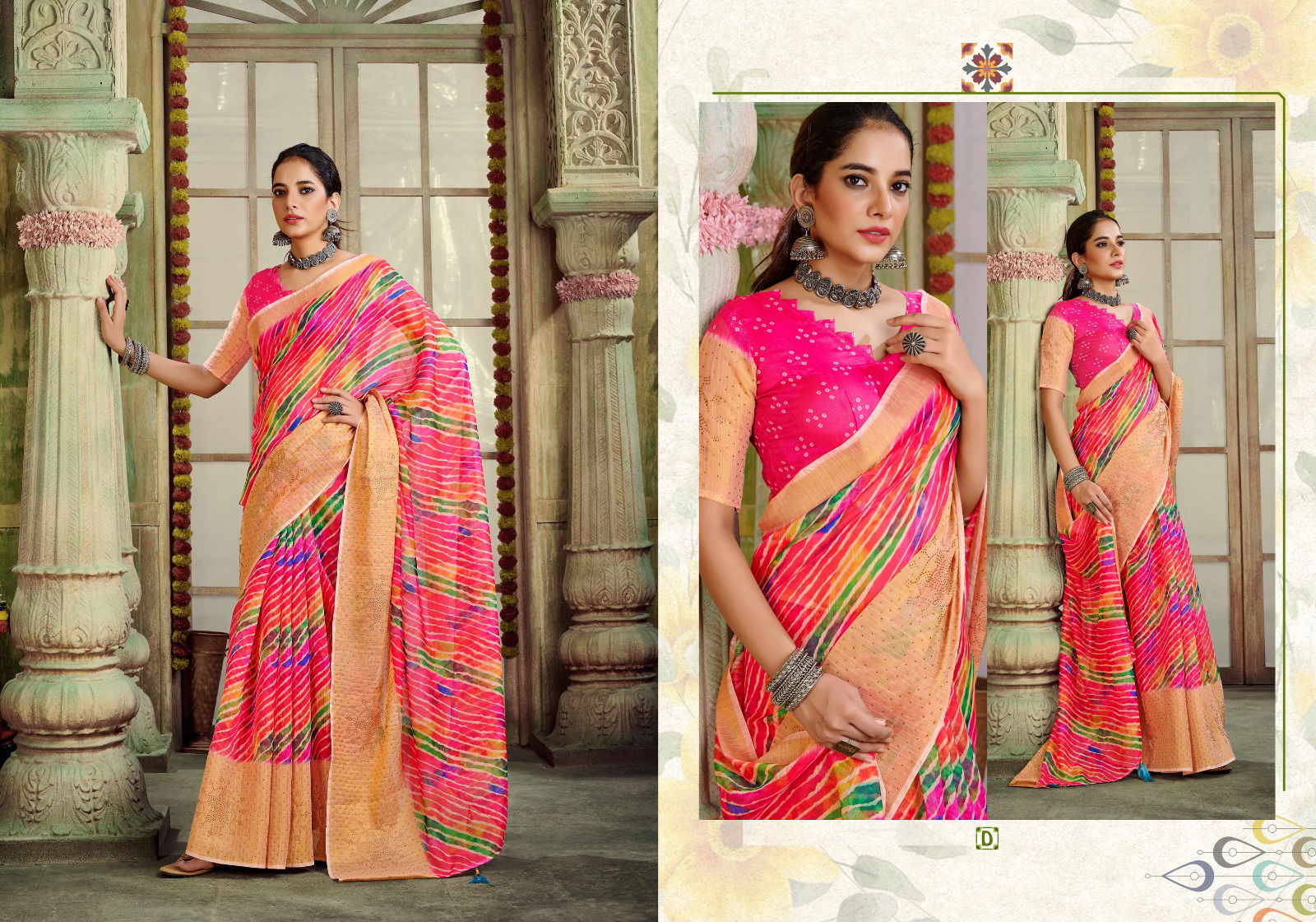 Laheriya By Ynf Printed Designer Sarees Catalog
